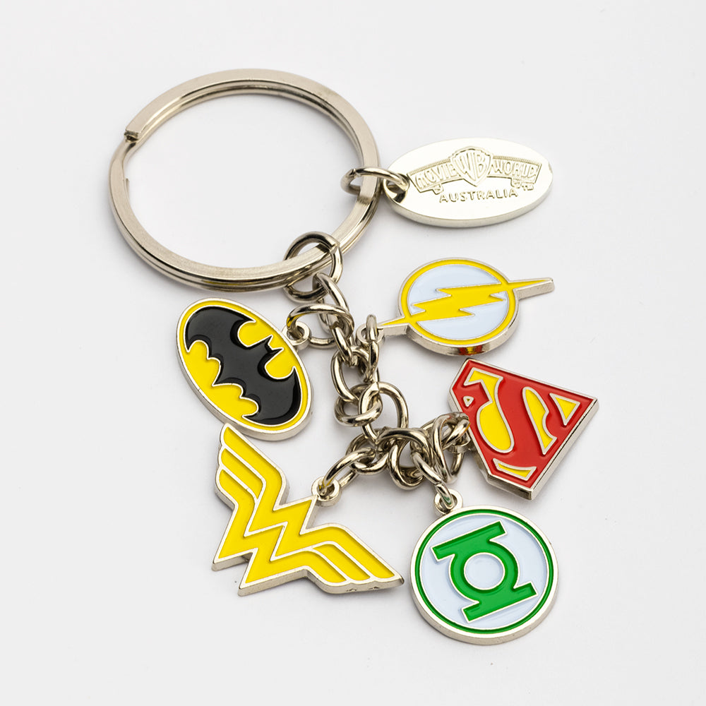 #Justice League Logos Metal Keyring