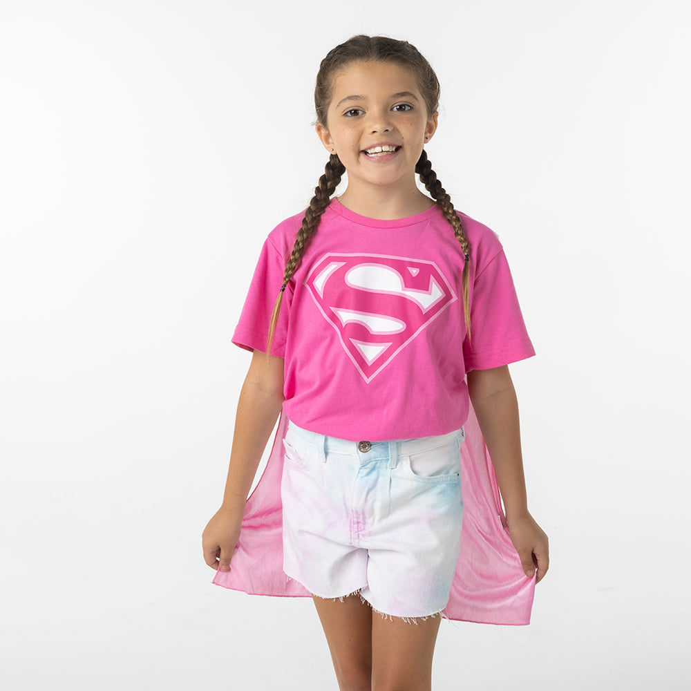 Supergirl Girls T-shirt with Cape
