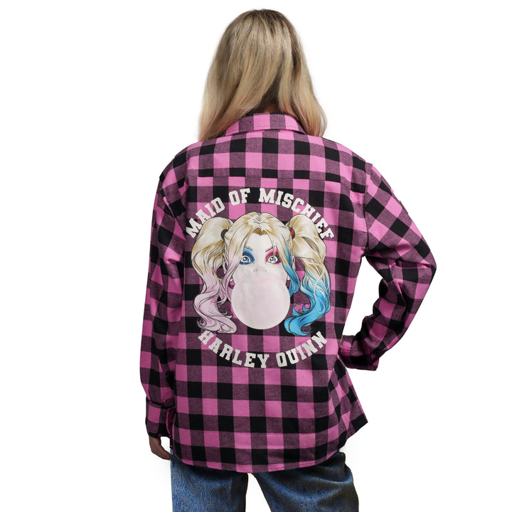 #Harley Quinn Bubble Gum Flannel Shirt
